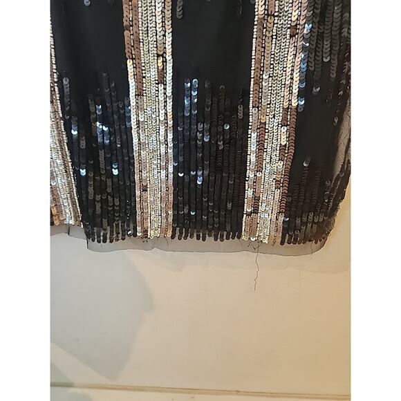 Aidan Mattox Women's Cocktail Dress Size 6 Black Silver Sequined Mini Sheath - Picture 6 of 7